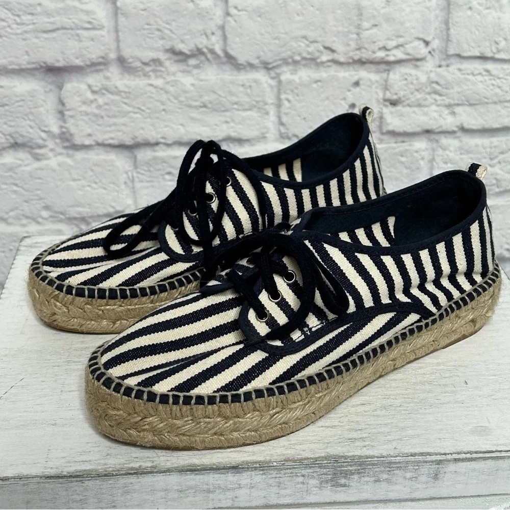 Loeffler Randall Alfie Navy Striped Espadrille Sneakers